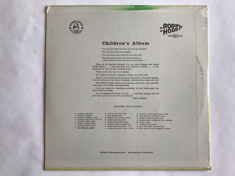 SEALED Treasure Chest Of Kiddie's Songs Robin Hood Records [Photo 2]
