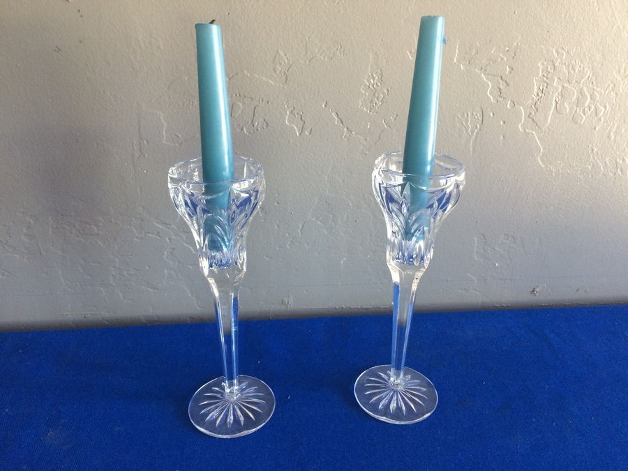 Pair of Marquis by Waterford Crystal Candelholders [Photo 1]