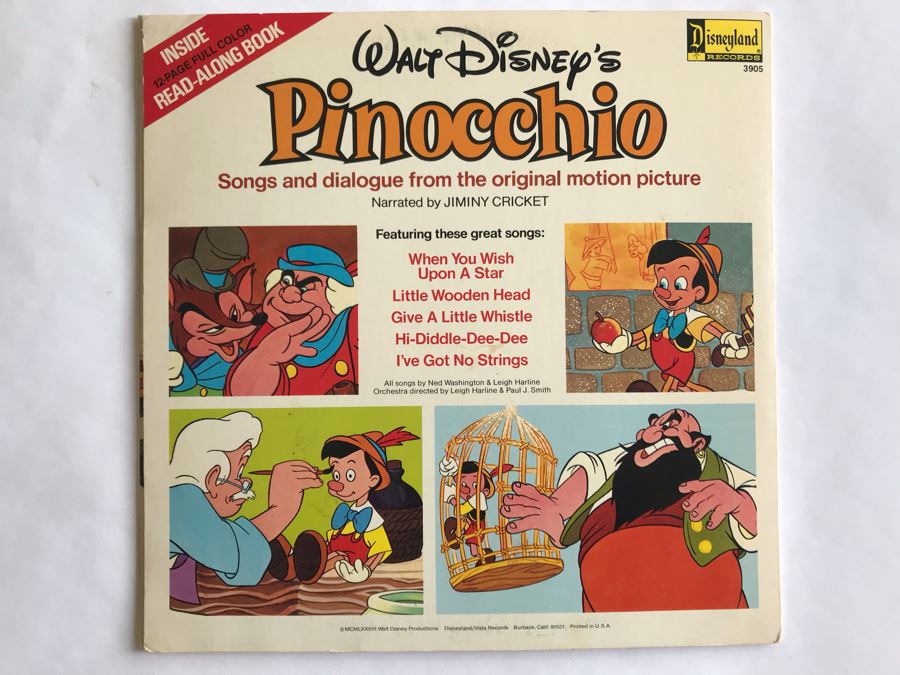 Walt Disney's Story And Songs From Pinocchio Disneyland Records 3905 [Photo 6]