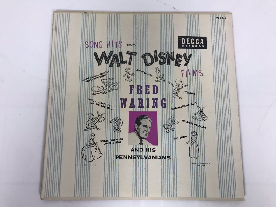 Song Hits From Walt Disney Films By Fred Waring And His Pennsylvanians Decca Records DL 5435