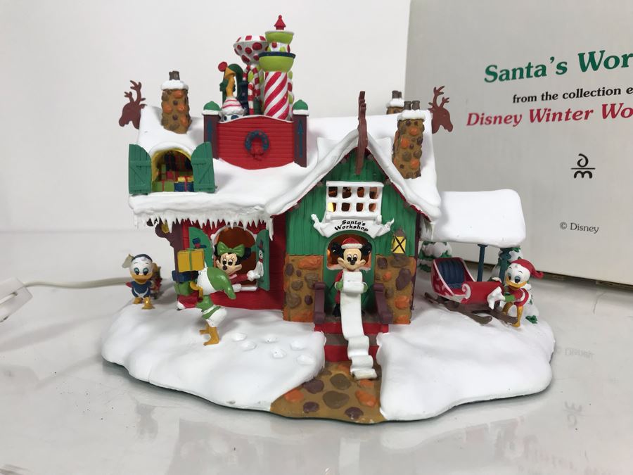 The Danbury Mint Santa's Workshop From The Series Entitled 'Disney Winter Wonderland' With Box [Photo 1]