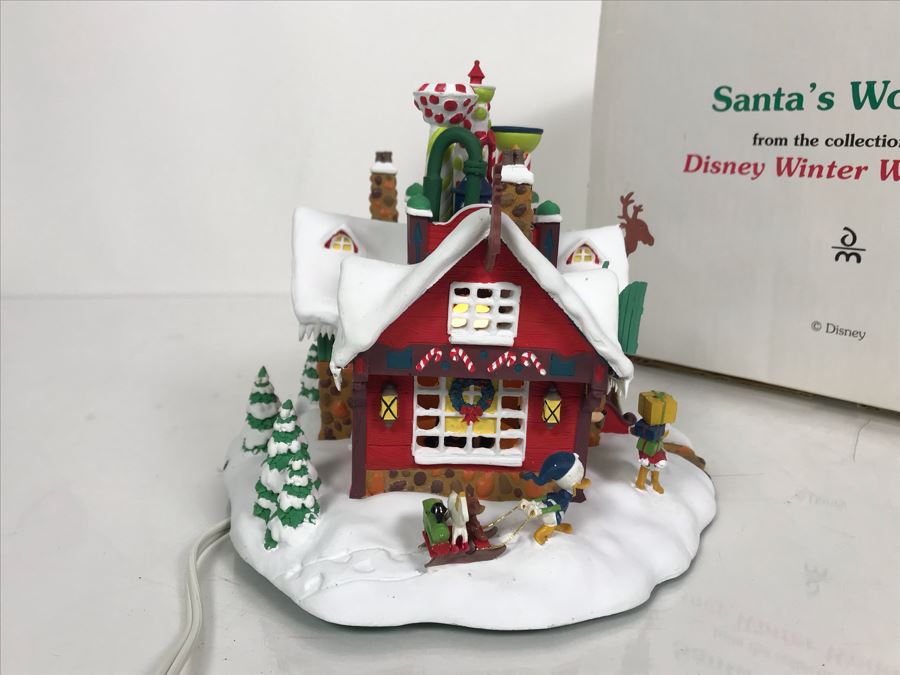The Danbury Mint Santa's Workshop From The Series Entitled 'Disney Winter Wonderland' With Box [Photo 7]