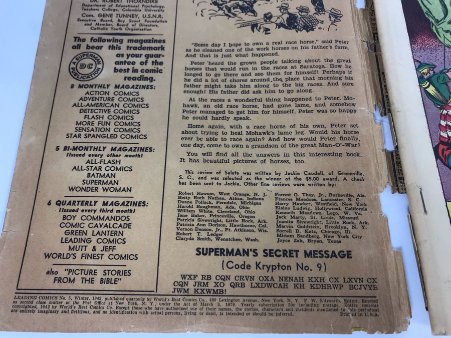 DC Comics - Leading Comics #5 - The Miracles That Money Couldn't Buy 1942 [Photo 8]