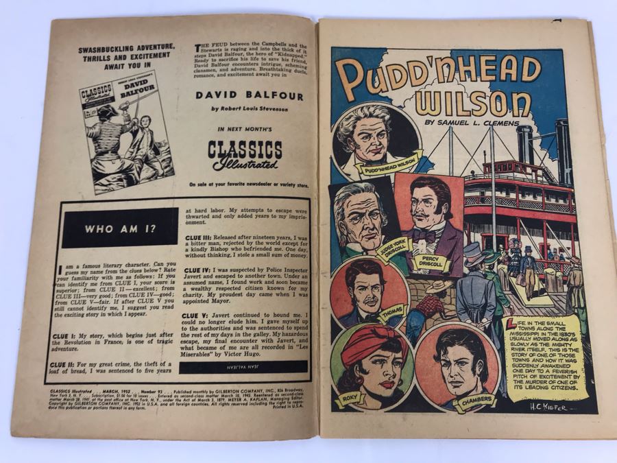 Classics Illustrated #93 - Pudd'nhead Wilson [Photo 3]