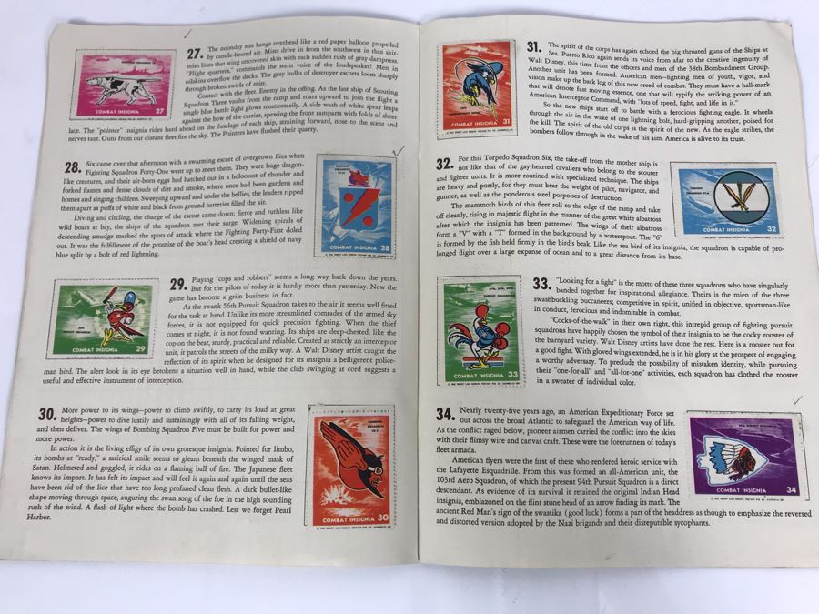 Combat Insignia Stamps Of The United States Army & Navy Air Corps Album Vol. 1 Complete 50 Stamps Original 'Postamp' Series [Photo 11]