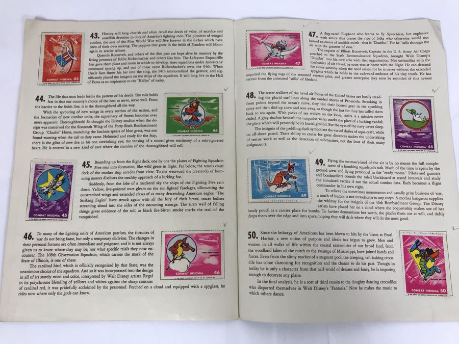 Combat Insignia Stamps Of The United States Army & Navy Air Corps Album Vol. 1 Complete 50 Stamps Original 'Postamp' Series [Photo 13]
