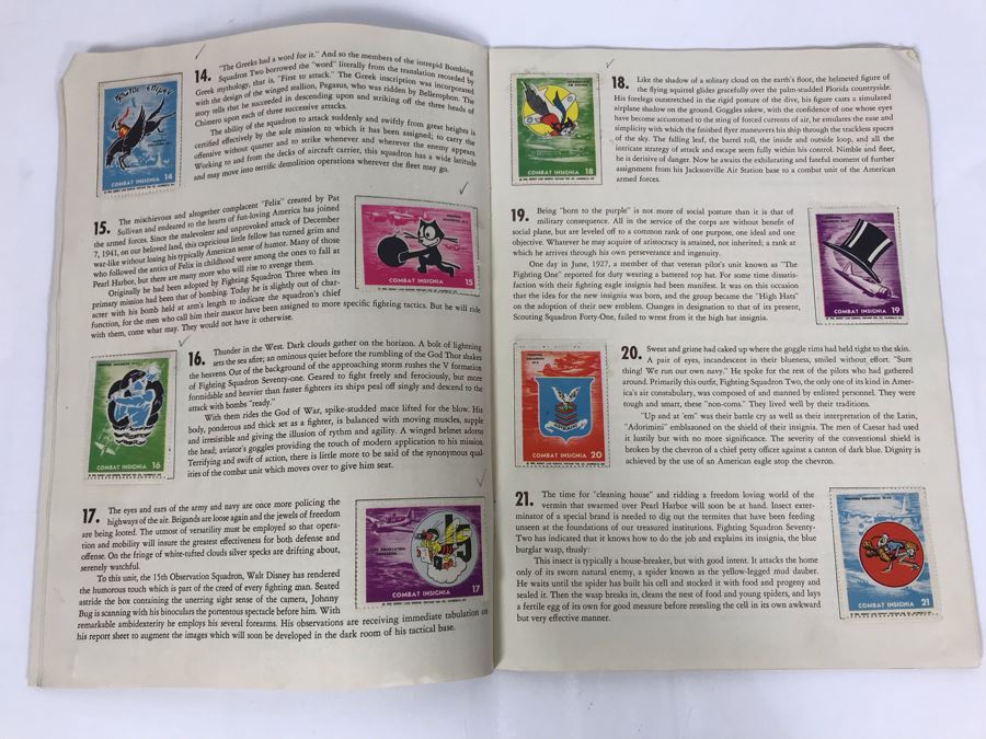 Combat Insignia Stamps Of The United States Army & Navy Air Corps Album Vol. 1 Complete 50 Stamps Original 'Postamp' Series [Photo 9]