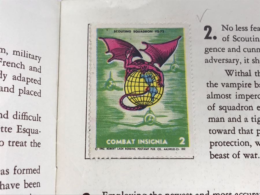 Combat Insignia Stamps Of The United States Army & Navy Air Corps Album Vol. 1 Complete 50 Stamps Original 'Postamp' Series [Photo 5]