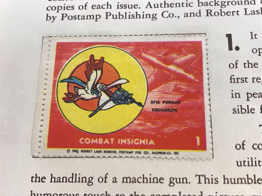 Combat Insignia Stamps Of The United States Army & Navy Air Corps Album Vol. 1 Complete 50 Stamps Original 'Postamp' Series [Photo 4]