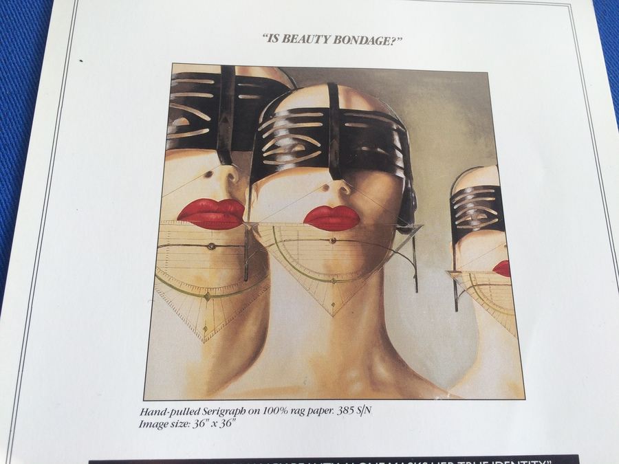 'IS BEAUTY BONDAGE?' - Hand Painted Over a Serigraph by Artist Alexi Allens and Signed - Original Sold for over $40,000 [Photo 12]