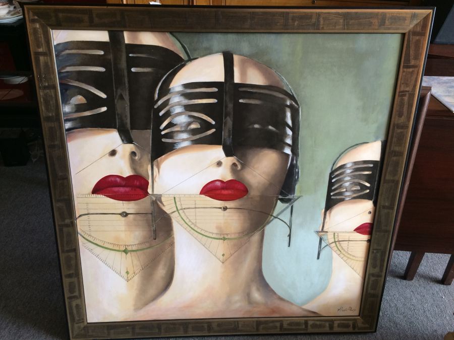 'IS BEAUTY BONDAGE?' - Hand Painted Over a Serigraph by Artist Alexi Allens and Signed - Original Sold for over $40,000
