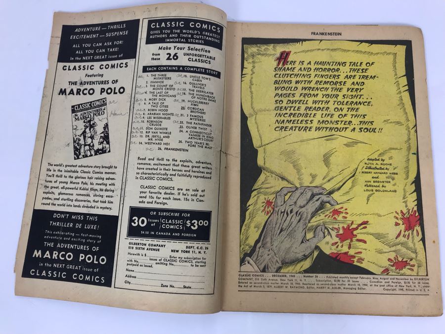 Classic Comics #26 - Frankenstein [Photo 3]