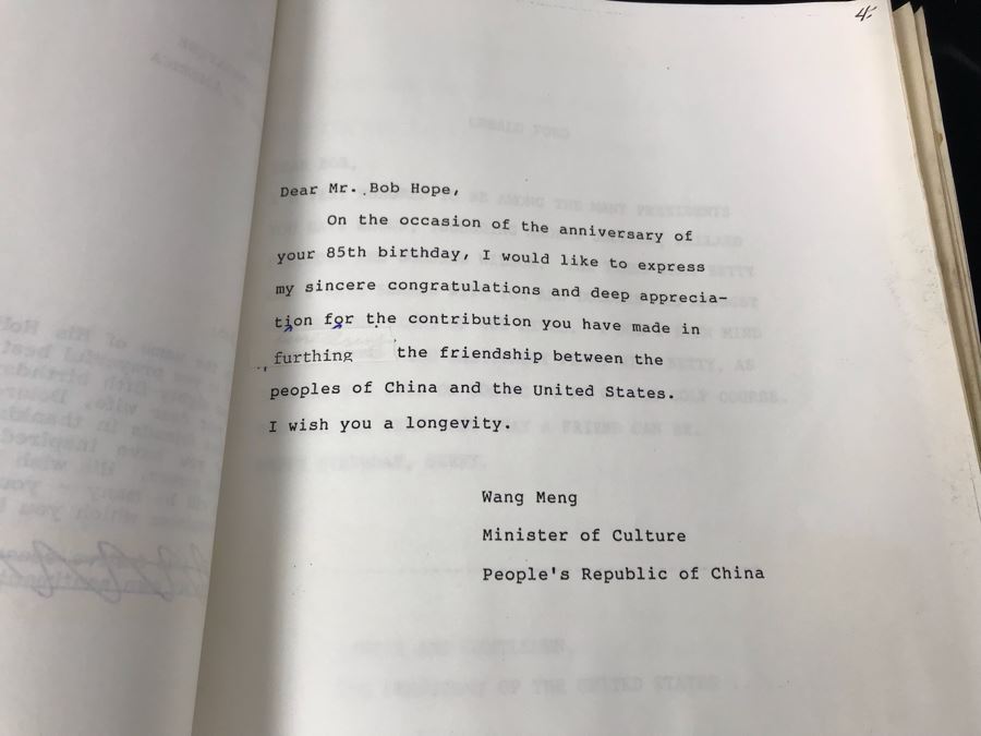 1988 Final Draft Original Script To NBC Show: 'Happy Birthday Bob! 50 Stars Salute Your 50 Years With NBC!' May 1 & 2, 1988 NBC Burbank - Bob Hope [Photo 8]