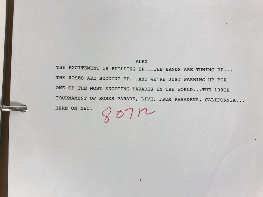 1989 NBC Tournament Of Roses Parade Binder With Script, Planning And Information Folder With Personalized Notes From Co-ordinating Producer And Official Souvenir Parade Program Hosted By Alex Trebek - See Photos For Small Sample [Photo 12]