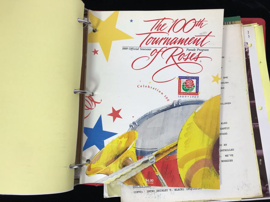 1989 NBC Tournament Of Roses Parade Binder With Script, Planning And Information Folder With Personalized Notes From Co-ordinating Producer And Official Souvenir Parade Program Hosted By Alex Trebek - See Photos For Small Sample [Photo 19]