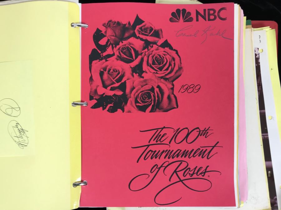 1989 NBC Tournament Of Roses Parade Binder With Script, Planning And Information Folder With Personalized Notes From Co-ordinating Producer And Official Souvenir Parade Program Hosted By Alex Trebek - See Photos For Small Sample [Photo 3]