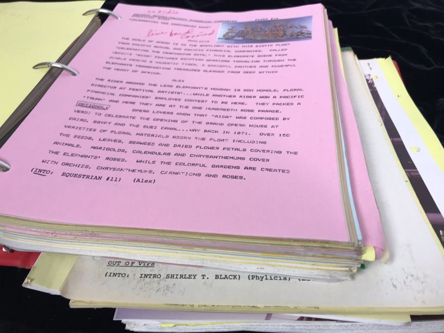 1989 NBC Tournament Of Roses Parade Binder With Script, Planning And Information Folder With Personalized Notes From Co-ordinating Producer And Official Souvenir Parade Program Hosted By Alex Trebek - See Photos For Small Sample [Photo 17]