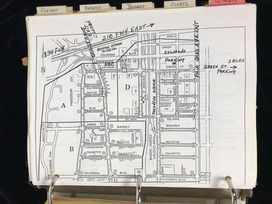 1994 NBC 105th Tournament Of Roses Parade Binder With Script, Planning And Information Folder With Personalized Notes And Official Souvenir Parade Program - See Photos For Small Sample [Photo 12]