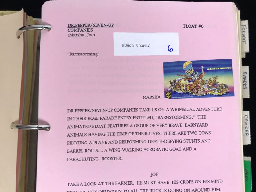 1994 NBC 105th Tournament Of Roses Parade Binder With Script, Planning And Information Folder With Personalized Notes And Official Souvenir Parade Program - See Photos For Small Sample [Photo 9]