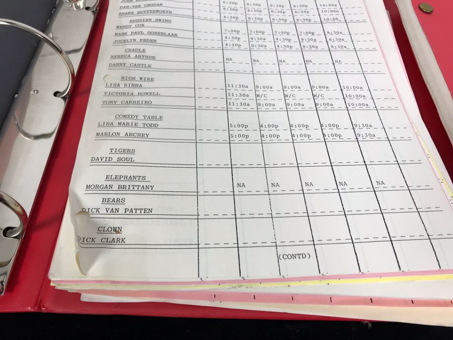 1990 'Circus Of The Stars XV' Binder With Script, Planning And Information Folder With Personalized Notes - See Photos For Small Sample [Photo 11]