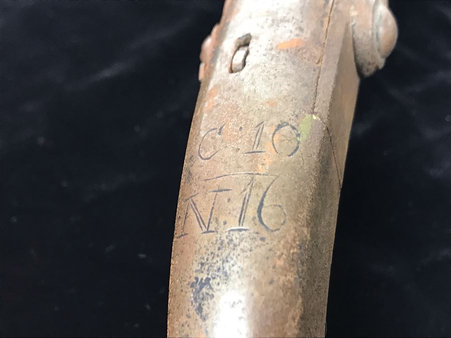 Antique Metal Flintlock Pistol Marked C:10 N:16 - 13'L [Photo 8]