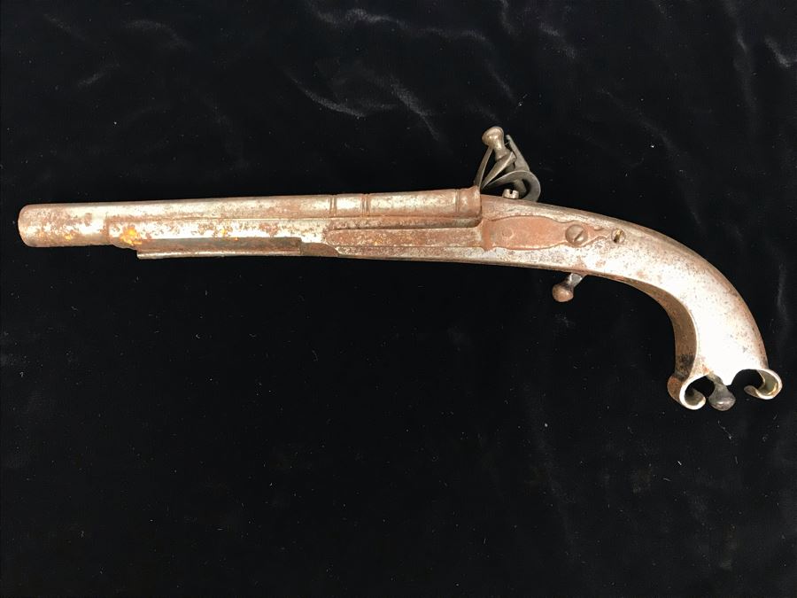 Antique Metal Flintlock Pistol Marked C:10 N:16 - 13'L [Photo 13]