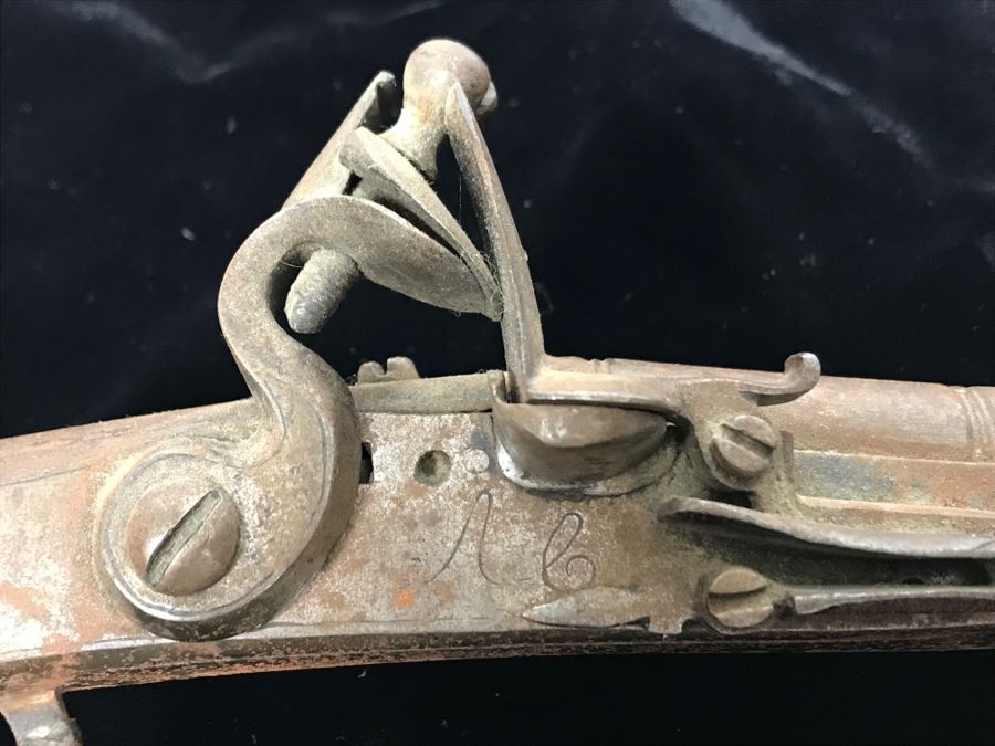 Antique Metal Flintlock Pistol Marked C:10 N:16 - 13'L [Photo 4]