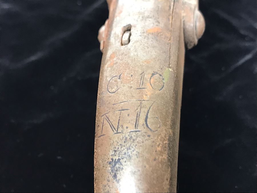 Antique Metal Flintlock Pistol Marked C:10 N:16 - 13'L [Photo 10]