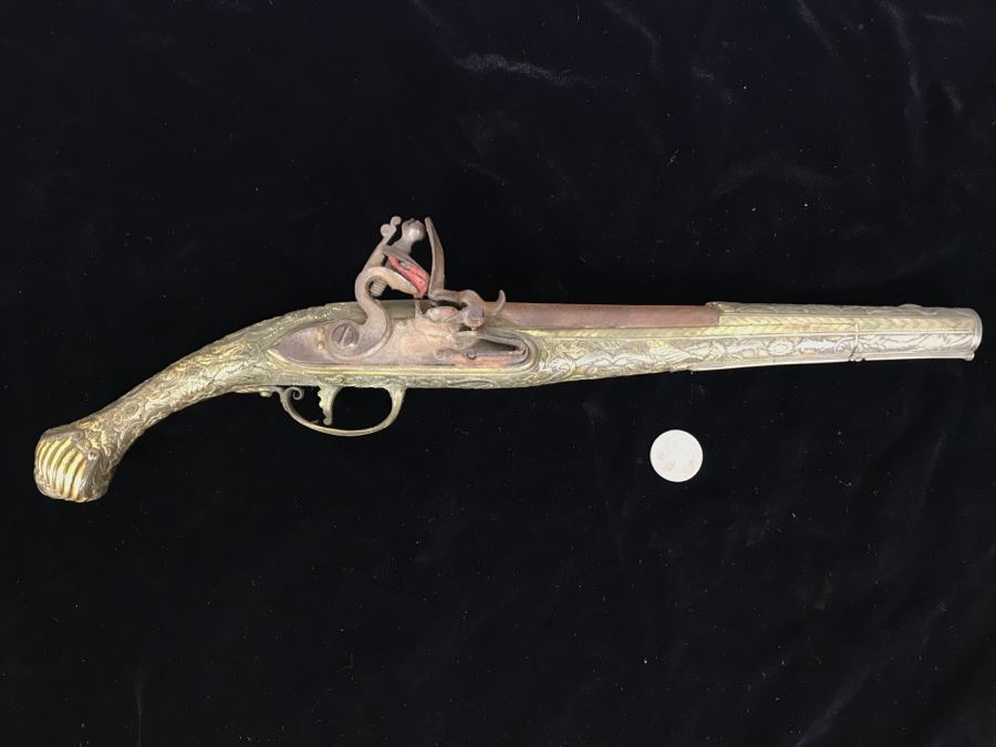 Antique 1857 All Metal Flintlock Pistol 16.5'L [Photo 2]