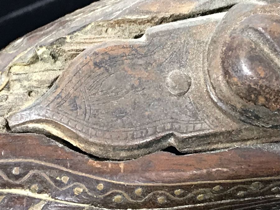 Antique Ornate Turkish Blunderbuss Gun With Detailed Brass Inlay Work 16'L [Photo 23]