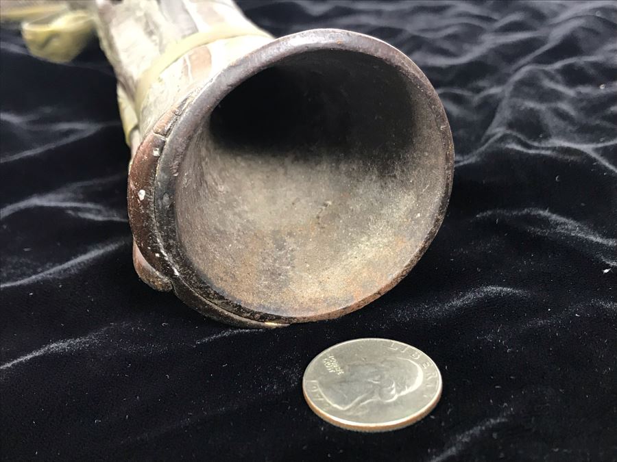 Antique Ornate Turkish Blunderbuss Gun With Detailed Brass Inlay Work 16'L [Photo 11]