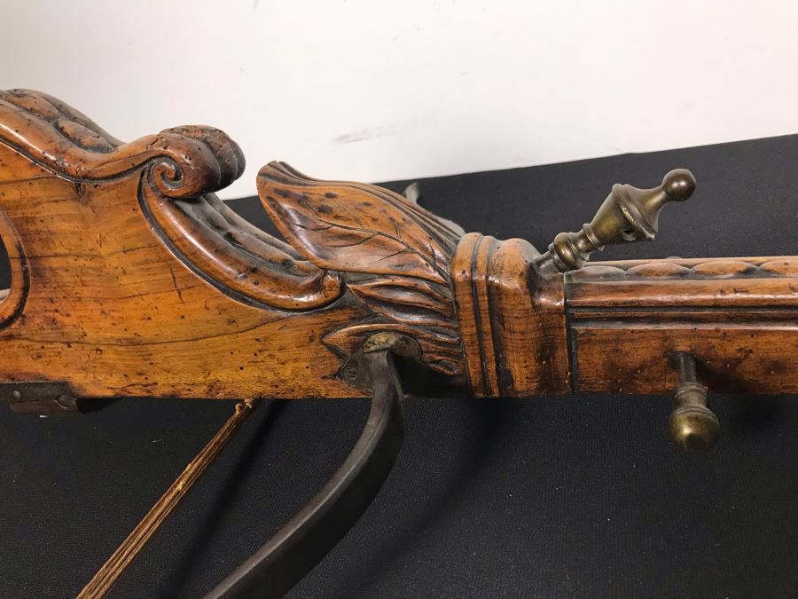 Antique Carved Wooden And Metal Crossbow 53L X 24W - See Photos [Photo 26]
