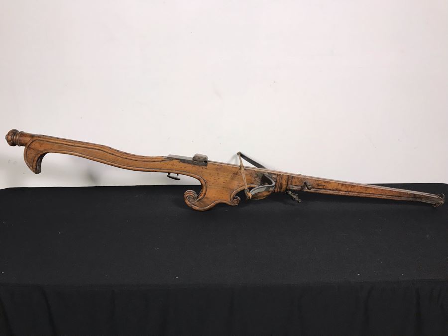 Antique Carved Wooden And Metal Crossbow 53L X 24W - See Photos [Photo 22]