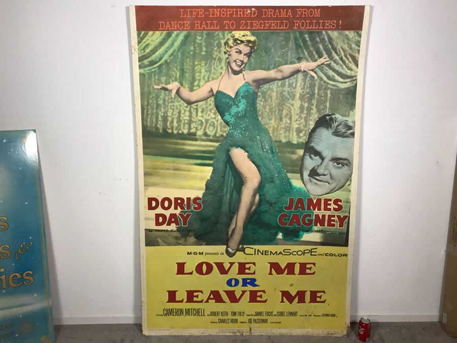 Large 1955 Movie Poster 'Love Me Or Leave Me' Staring Doris Day And James Cagney On Board MGM 4'W X 6'H [Photo 1]