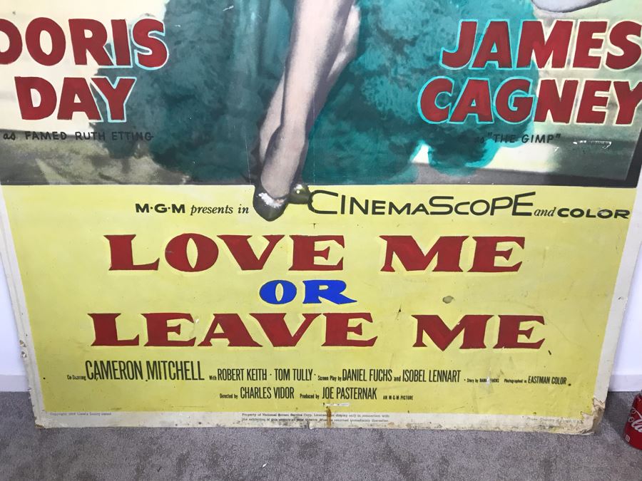 Large 1955 Movie Poster 'Love Me Or Leave Me' Staring Doris Day And James Cagney On Board MGM 4'W X 6'H [Photo 6]
