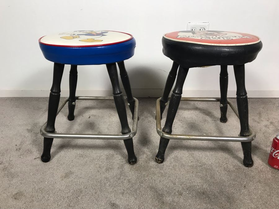 Mickey Mouse Club Bar Stool And Donald Duck Bar Stool By Gilbert & Ryan 13R X 17.5H (Mickey Mouse Stool Is Slighly Wobbly) [Photo 9]