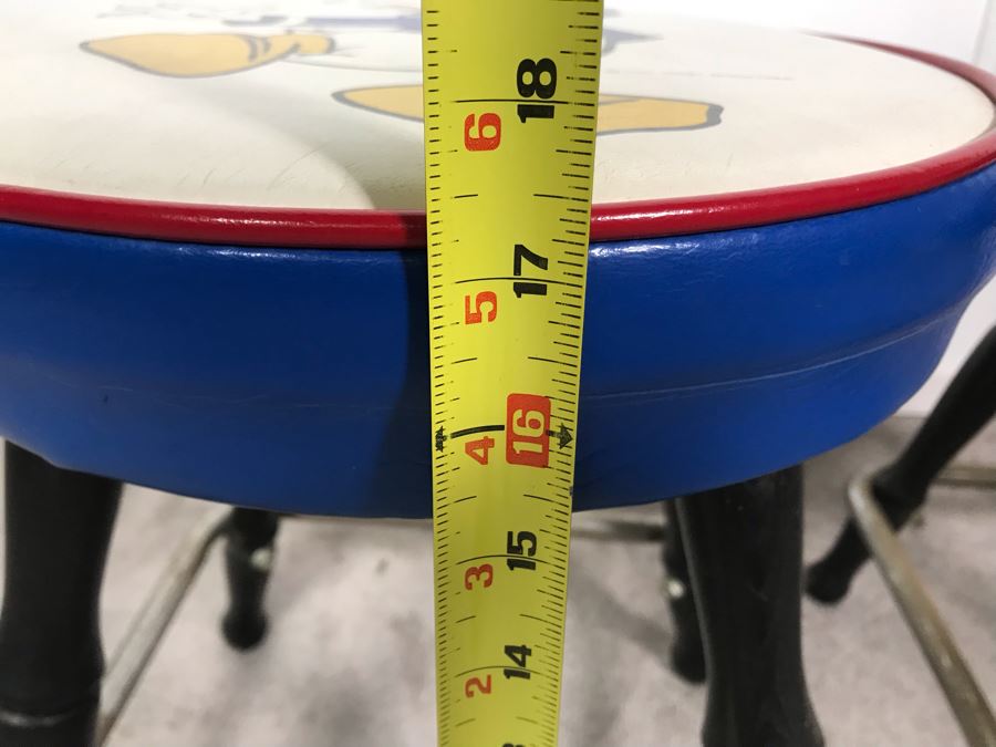 Mickey Mouse Club Bar Stool And Donald Duck Bar Stool By Gilbert & Ryan 13R X 17.5H (Mickey Mouse Stool Is Slighly Wobbly) [Photo 11]