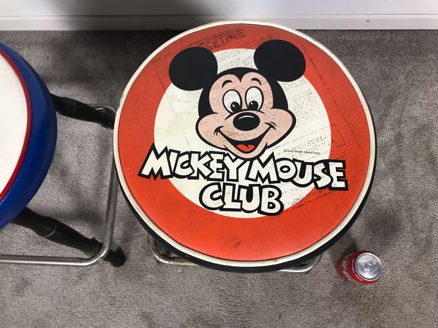 Mickey Mouse Club Bar Stool And Donald Duck Bar Stool By Gilbert & Ryan 13R X 17.5H (Mickey Mouse Stool Is Slighly Wobbly) [Photo 4]