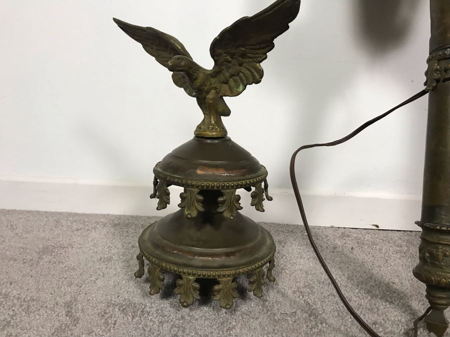 Pair Of Vintage Ornate Brass Wall Sconces Light Fixtures With Eagle Finials (One Finial Needs To Be Reattached) [Photo 11]