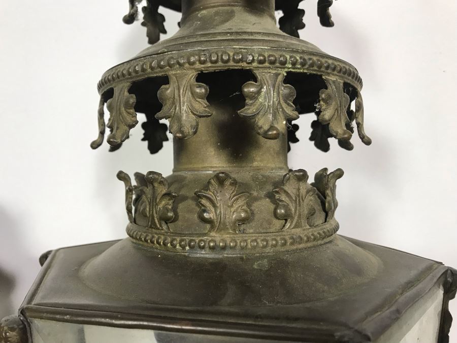 Pair Of Vintage Ornate Brass Wall Sconces Light Fixtures With Eagle Finials (One Finial Needs To Be Reattached) [Photo 5]