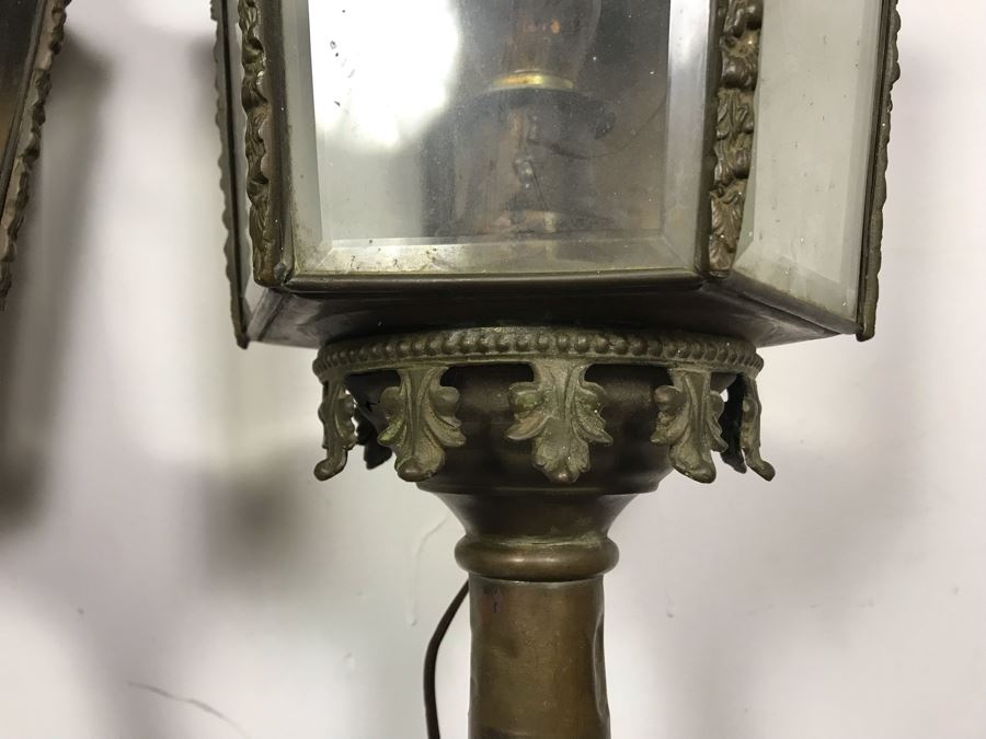 Pair Of Vintage Ornate Brass Wall Sconces Light Fixtures With Eagle Finials (One Finial Needs To Be Reattached) [Photo 8]