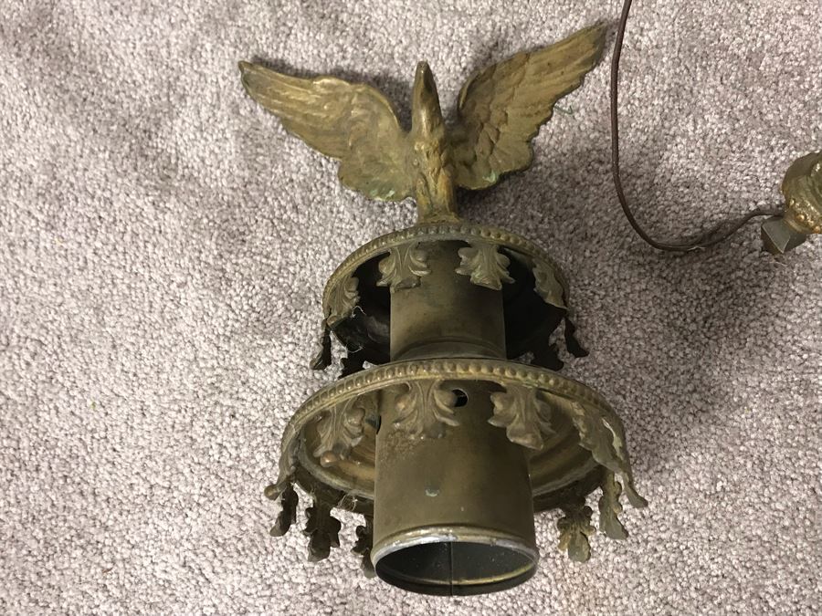 Pair Of Vintage Ornate Brass Wall Sconces Light Fixtures With Eagle Finials (One Finial Needs To Be Reattached) [Photo 15]