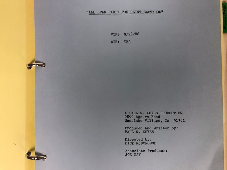 Original Script For NBC TV Special 'All-Star Party For Clint Eastwood' 1986 Plus Binder Filled With Planning, Information And Handwritten Notes - See Photos For Small Sample [Photo 6]
