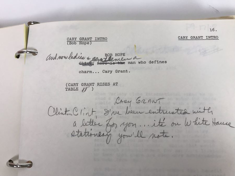 Original Script For NBC TV Special 'All-Star Party For Clint Eastwood' 1986 Plus Binder Filled With Planning, Information And Handwritten Notes - See Photos For Small Sample [Photo 12]