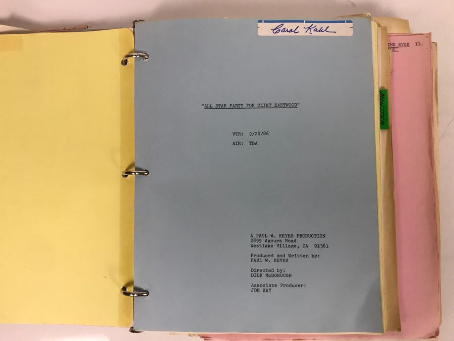 Original Script For NBC TV Special 'All-Star Party For Clint Eastwood' 1986 Plus Binder Filled With Planning, Information And Handwritten Notes - See Photos For Small Sample [Photo 5]