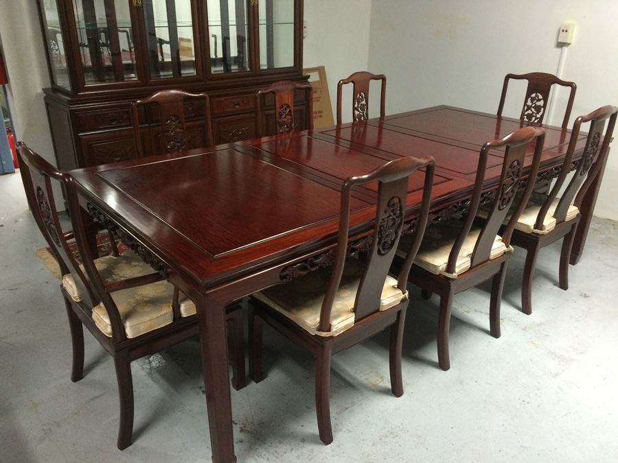 Rosewood Dining Table with 8 Chairs