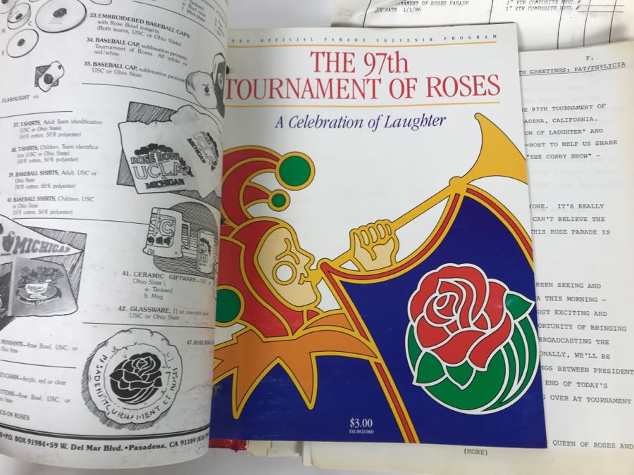 Original Script For NBC TVs 1986 Tournament Of Roses Parade A Celebration Of Laughter Filled With Planning, Information, Handwritten Notes And Official Program - See Photos For Small Sample [Photo 16]