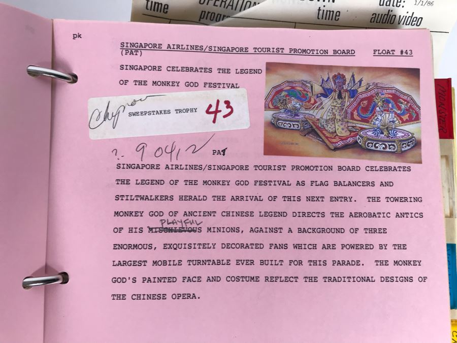 Original Script For NBC TVs 1986 Tournament Of Roses Parade A Celebration Of Laughter Filled With Planning, Information, Handwritten Notes And Official Program - See Photos For Small Sample [Photo 13]