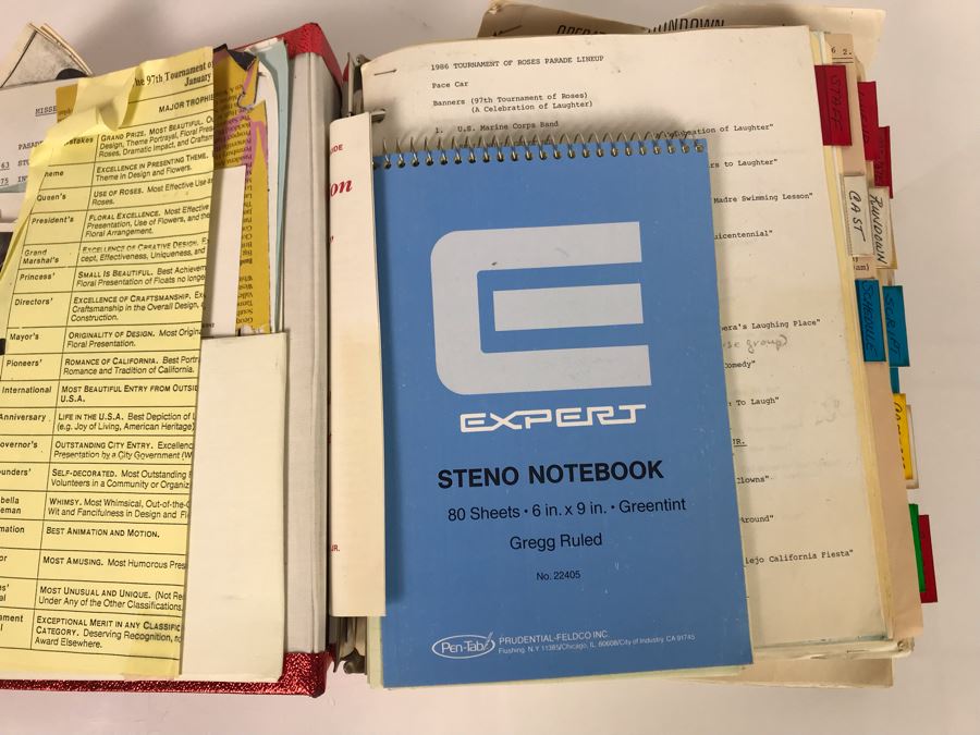 Original Script For NBC TVs 1986 Tournament Of Roses Parade A Celebration Of Laughter Filled With Planning, Information, Handwritten Notes And Official Program - See Photos For Small Sample [Photo 7]