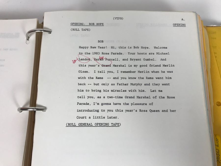 Original Script For NBC TVs 1983 Tournament Of Roses Parade Filled With Planning, Information, Handwritten Notes And Official Program - See Photos For Small Sample [Photo 6]